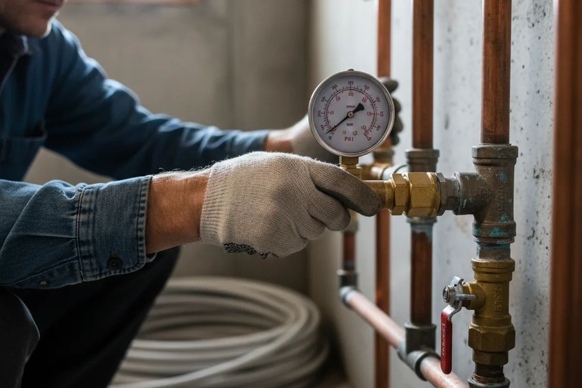 Pressure testing a repaired line during Water Line Repair in Tewksbury